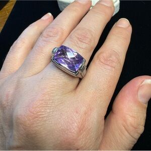 Judith Ripka Amethyst 925 Sterling Silver Ring, Size 9